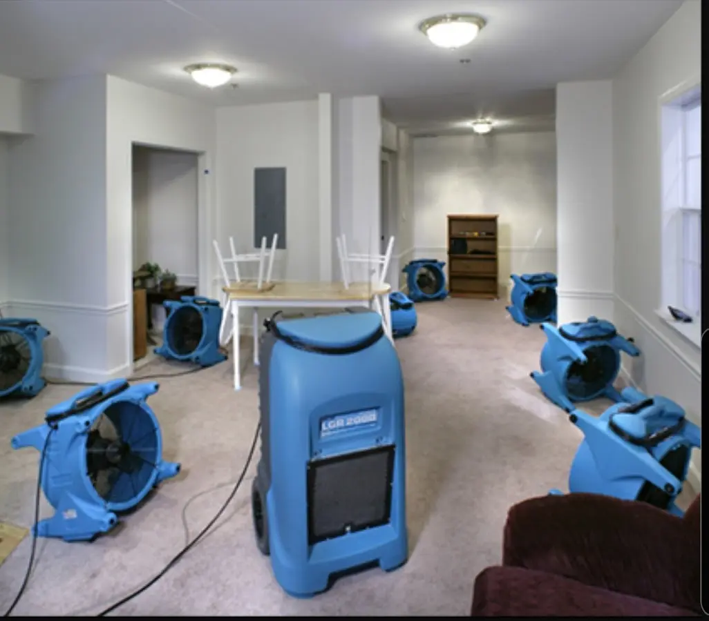 Air movers and dehumidifier setup for Water Damage Restoration in Lincolnwood